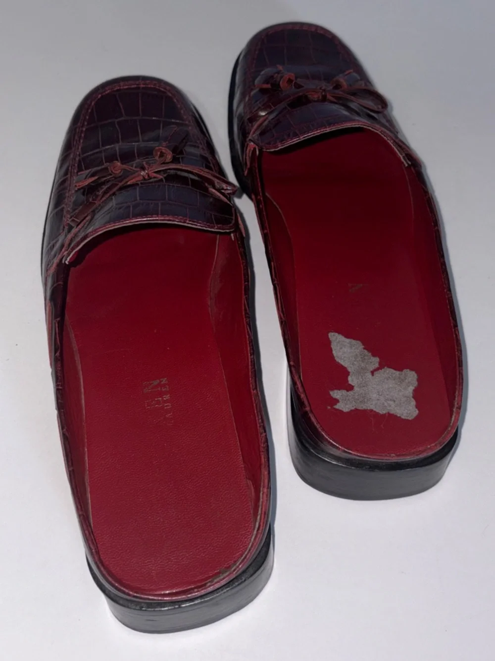 Lauren Ralph Lauren Lissette Burgundy Croc-Embossed Leather Slip-On Loafers